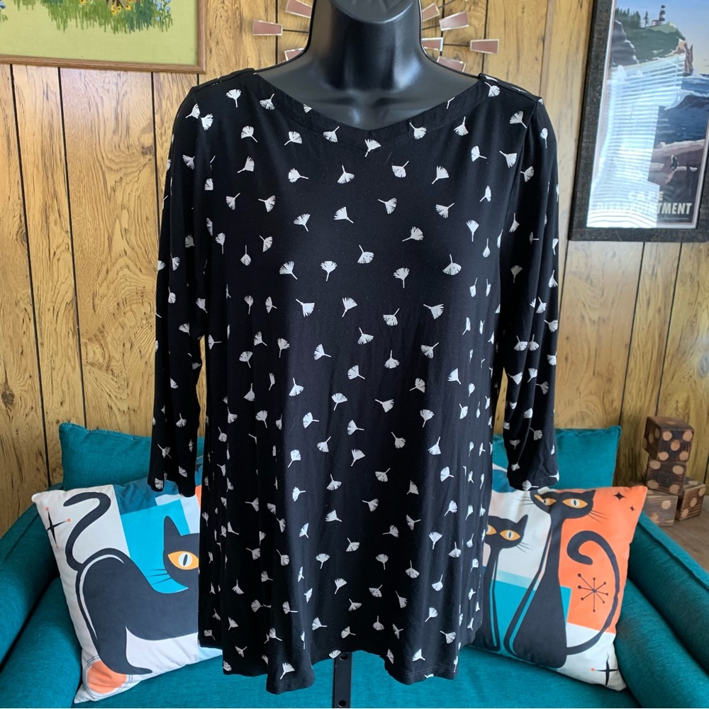 J.Jill Dandelion Floral 3/4 Sleeve Blouse
